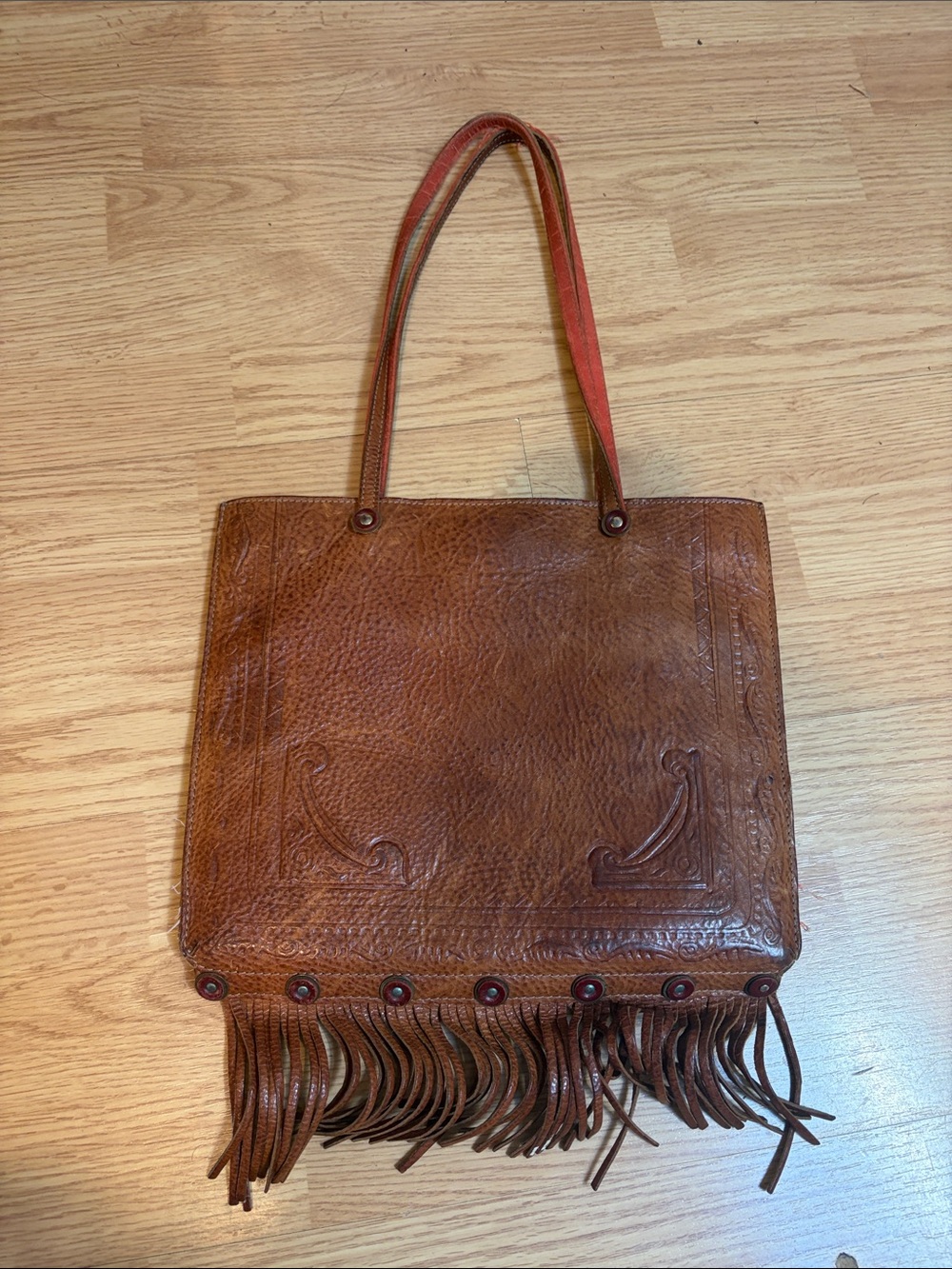 Vintage-Inspired Brown Leather Fringe Tote